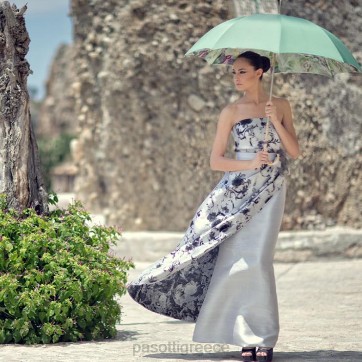 ομπρέλα | PASOTTI 189 5d934-1 p5 - ομπρέλα με πράσινα και ροζ τριαντάφυλλα διπλό ύφασμα 2N6B8389 γυναίκες